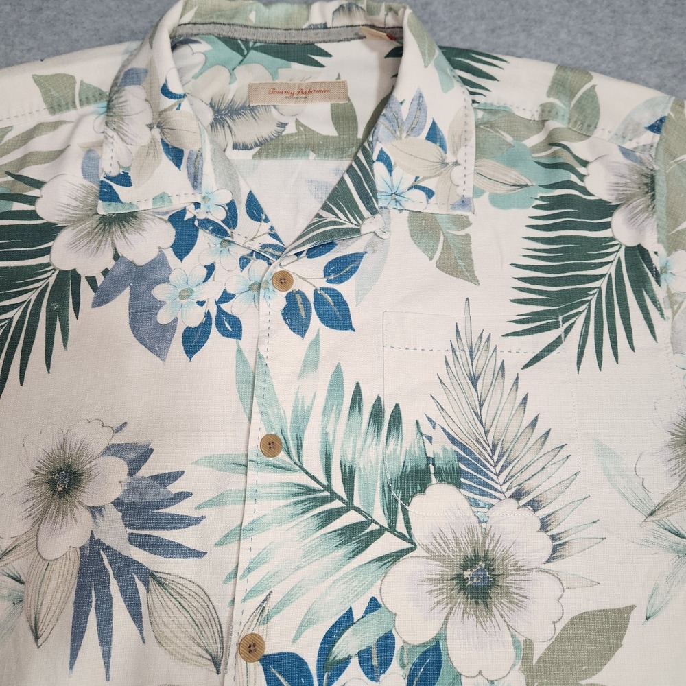 Tommy Bahama 100% Silk Hawaiian Foral Men's Beach Button Down Shirt Extra Large